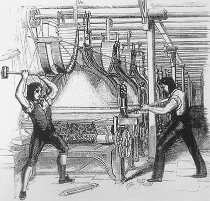 Луддиты, ломающие ткацкий станок, 1812 год